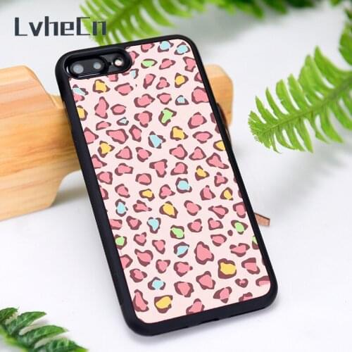 LvheCn Silicone Rubber Phone Case Cover for iPhone 6 6S 7 8 Plus X XS XR 11 12 Mini Pro Max Pinky leopard