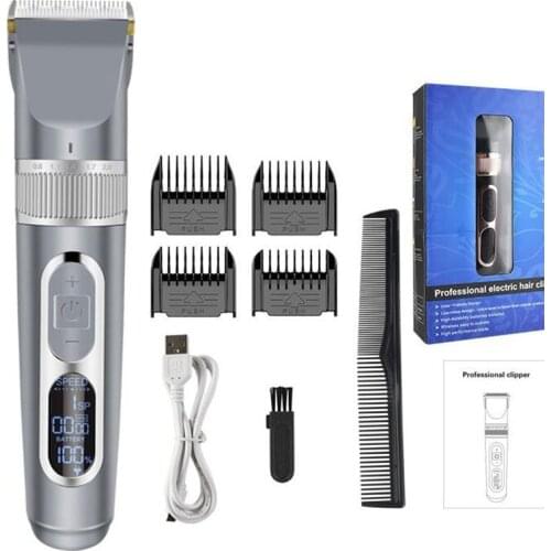 Professional Digital Hair Trimmer Rechargeable Electric Hair Clipper Mens Cordless Haircut Ceramic Blade