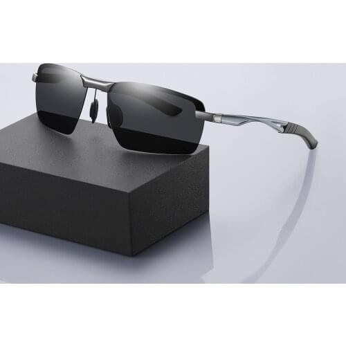 Fashion Half Rim Polarized Sunglasses Alloy AL-MG Metal Ultra Light Frame UV400 Protection Driving Sport Sun Glasses for Men