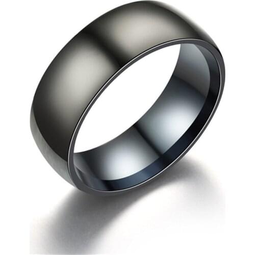 Yingwu 8mm Matte Surface Men Titanium Rings Stainless Steel Black Male Ring Casual Jewelry Comfort Wear