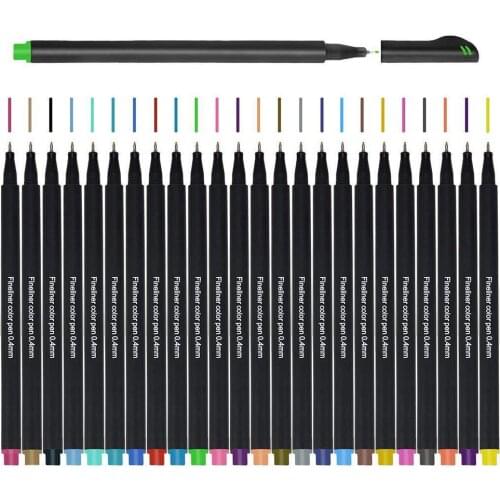 24 Fine line Color Pens Set 0.4mm Drawing Pen Great for Coloring Book Art Crafts and Journal Planner Note Taking