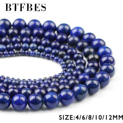 BTFBES AAA Natural Stone Lapis Lazuli Beads Blue Color Ore Ball 4/6/8/10/12MM Round Loose Beads for Jewelry Bracelet Making DIY