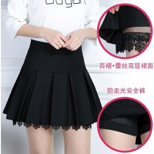 New Style for Autumn and Winter Skirt Korean Style A- line Dress Anti-Glare Pleated Skirt Base Skirt Lace lolita skirt skirts