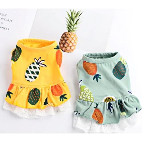 Pineapple Pet Dog Clothes For Small Medium Dog Costume Puppy Skirt Couple Dogs Pets Clothing For Dogs Shirt Pet Dress Ropa Perro