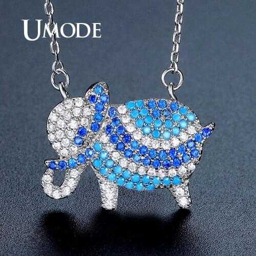 UMODE Thailand Elephant Pendant Necklaces for Women New Design Pendants White Gold Chain Necklace Femme Gifts Jewelry UN0260