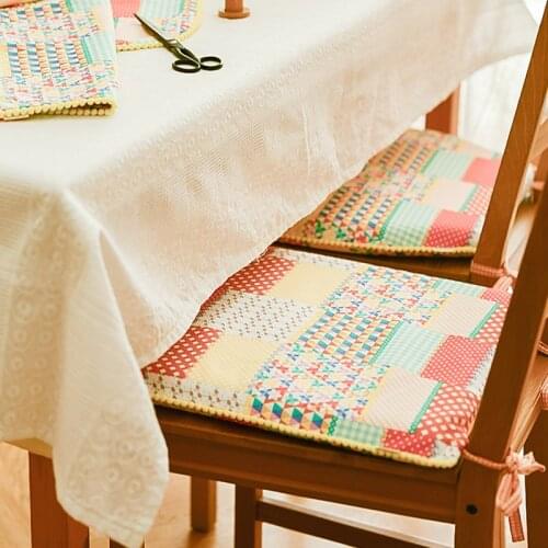 Pastoral Cotton Fabric Cushion Bench Winter Slow Rebound Seat Cushion Student Household Universal Chair Dining Chair Cushion