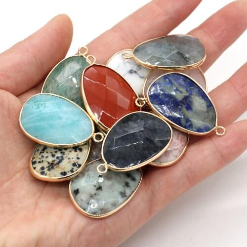 Natural Stone Lapis Lazuli Pendant Faceted Crystal Quartz Charms for Jewelry Making DIY Accessories Fit Necklace Earring 23x34mm