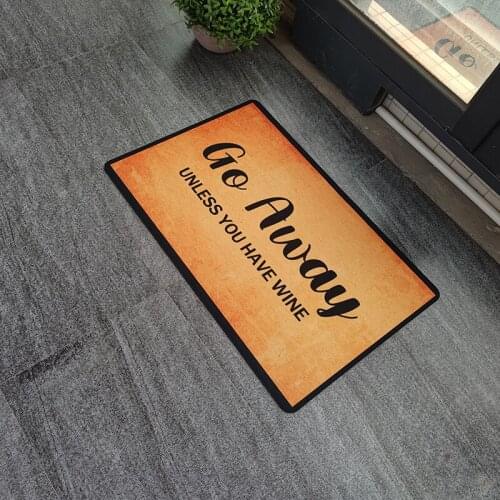 Welcome Mat Funny Custom Doormat for Entrance Door Mat for Hallway Go Away Unless You Have Wine Non Slip Carpet Floor Rug