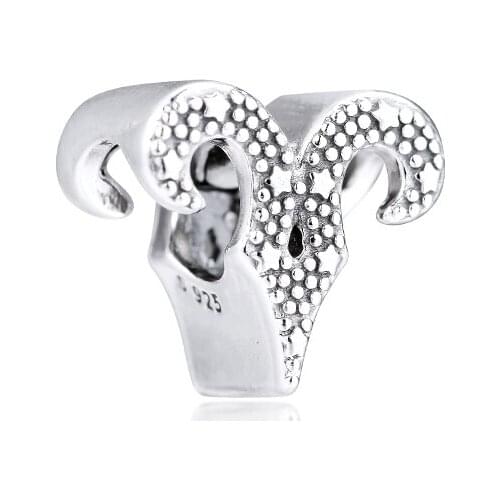 CKK Silver 925 Jewelry Sparkling Aries Zodiac Charm Fits Original Bracelets Sterling Silver Beads