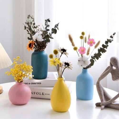 Nordic Ceramic Vase Table Decoration Living Room Art Flower Arrangement Dried Flower Creative Ornament Small Vase Pink Blue