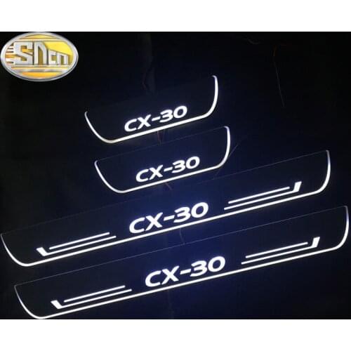 SNCN Waterproof Acrylic Moving LED Welcome Pedal Scuff Plate Pedal Door Sill Pathway Light For Mazda CX-30 CX30 2019 2020