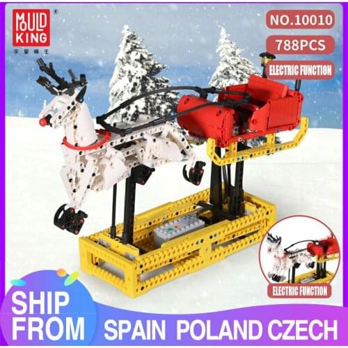 MOULD KING Building Blocks Creative Toys The Christmas Santa Reindeer Sleigh Assembly Bricks Kids Educational Toy Christmas Gift