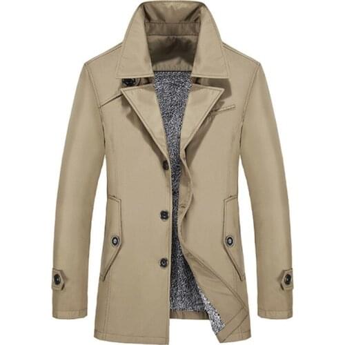 Thick Fleece Mens Coats Long Sleeve Winter Warm Jackets Turn-down Collar Business Trench Parka Outerwear Clothes Big Size M-8XL