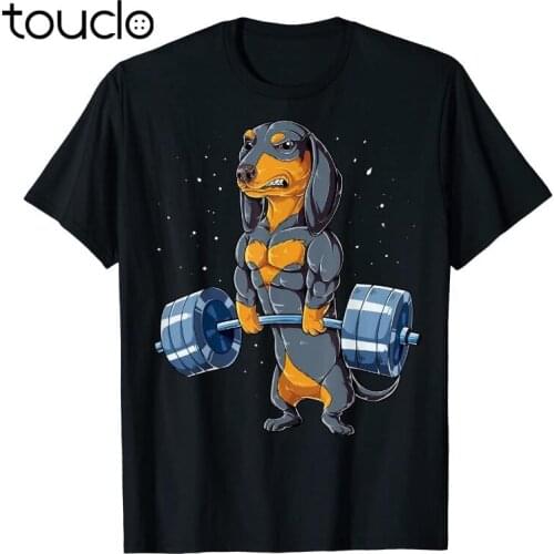 Dachshund Weightlifting Funny Deadlift Men Fitness Gym Gifts T-Shirt