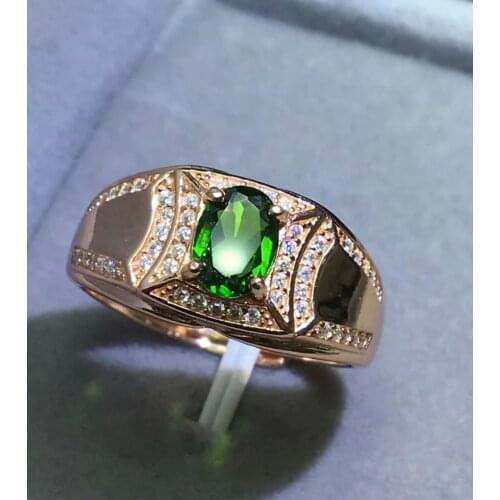 925 Pure silver inlaid natural green diopside gem ring natural gemstone ring female Thick luxury fashion party gift jewelry