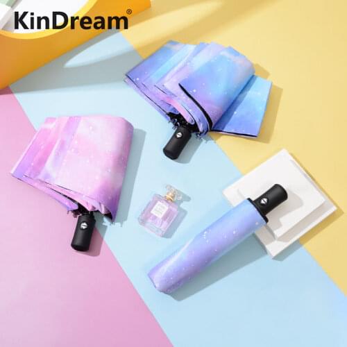 New Umbrella Automatic Folding Womens Umbrella Three-folding Umbrella Windproof Starry Sky Color Creative Sun Umbrella Parasol