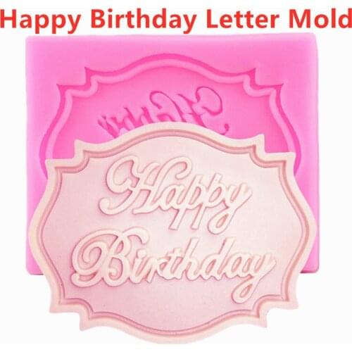 1PC Candy Chocolate Gumpaste Mould Happy Birthday Letter Form Silicone Mold DIY Cupcake Topper Fondant Cake Decorating Tool
