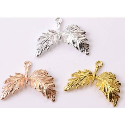 10 PCS 24*32mm Metal Alloy Leaves Pendant Connectors DIY Accessories For Jewelry Making