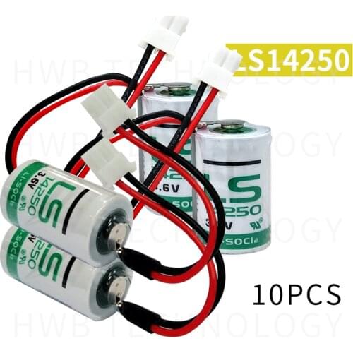 10pcs New Original LS14250 14250 1/2AA LiSOCL2 3.6V 1250mAh PLC Battery Batteries With Plug