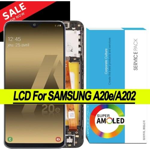 100% Original 5.8'' Super AMOLED Display for Samsung A20E A202 A202F Full LCD Touch Screen Digitizer Assembly Repair Parts