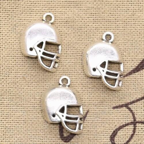 15pcs Charms Soccor Football Helmet 20x15mm Antique Making Pendant fit,Vintage Tibetan Bronze Silver color,DIY Handmade Jewelry