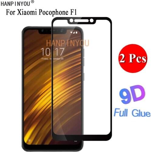 2 Pcs/Lot For Xiaomi Pocophone F1 / Poco F1 6.18" 9D Full Glue Full Cover Screen Protector Tempered Glass Protective Film