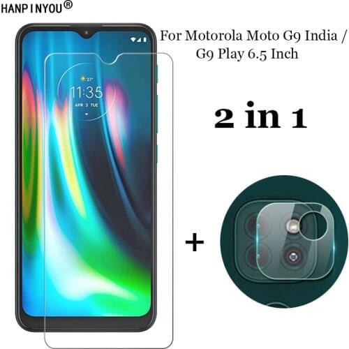 2-in-1 For Motorola Moto G9 India / Play Soft Fiber Camera Lens Protection Film + Front 9H 2.5D Tempered Glass Screen Protector