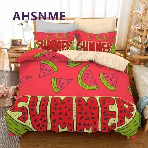 AHSNME Summer Watermelon Bedding Set Pitaya Dragon Fruit Duvet Cover Pineapple Quilt Cover Double Bed Dropshipping