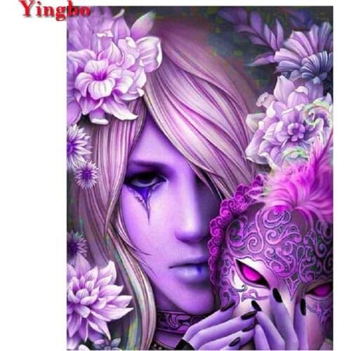 Full square round drill 5d diy diamond painting Mask woman flower rhinestones embroidery Diamond Mosaic painting by numbers
