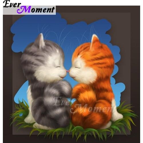 Ever Moment Diamond Painting Smile Cats Full Square Drill Mosaic Picture Of Rhinestone Diamond Embroidery Cross Stitch ASF1963