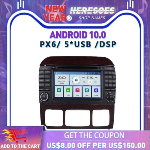 PX6 DSP IPS Android 10 4GB + 64GB Car DVD Player Bluetooth 5.0 Auto Radio GPS Map Wifi For Benz W220 S400 S420 S430 W215 CL600