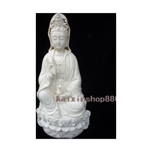 Blanc De China Dehua Porcelain Statue Of Kwan-yin & Kid