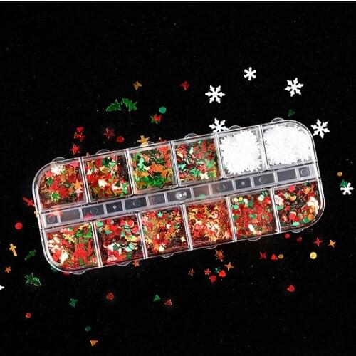 Sequins for Christmas Nail Art Sequins for Nail Art Stars and Fragments for Cross Snowflakes DIY Nail Art Decoration Nail Art