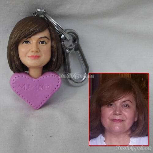 Wedding cake topper personalized custom keychain keyring from photo clay doll figurine sculpture personalized doll of girlfriend