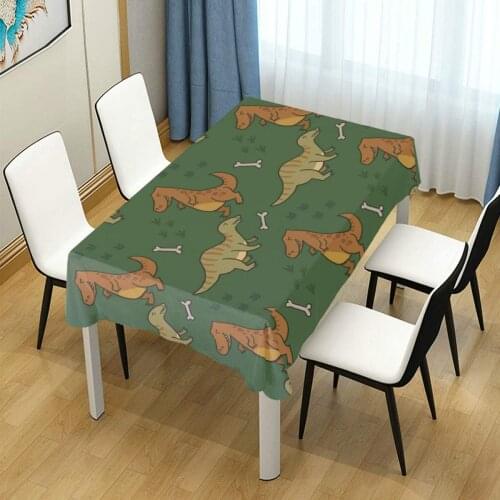 Cute Dinosaurs and Bone Pattern Decorative Tablecloths for Kitchen Room
