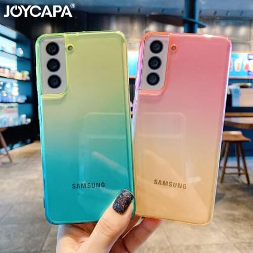 Fluorescent Gradient Neon Case For Samsung S21 S20 Note 10 Plus 20 Ultra A20 A30S A50 A51 A71 Fashion Candy Soft TPU Clear Cover