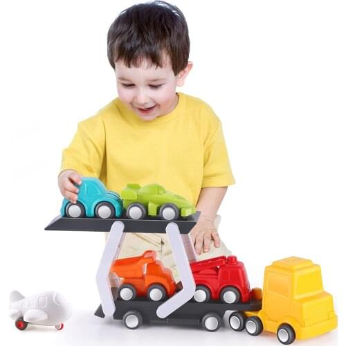 IPlay, iLearn Car Carrier Truck Toy Set,Push Go Transport Trailer Vehicles Playset, Birthday Gift for 18,24 Month, 2,3 Year Old