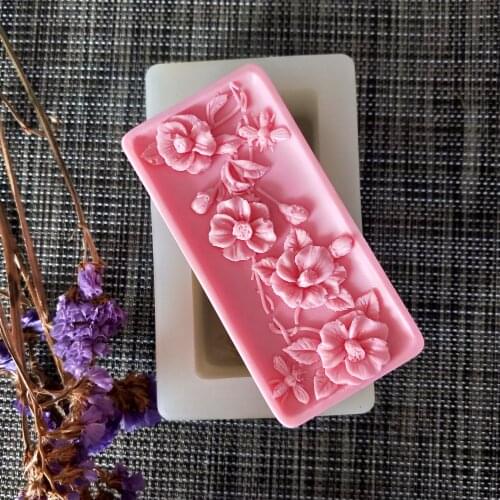 HC0134 PRZY Silicone Mold Flower with bee flowers Soap Molds Clay Resin Gypsum Chocolate Candle Candy Mold