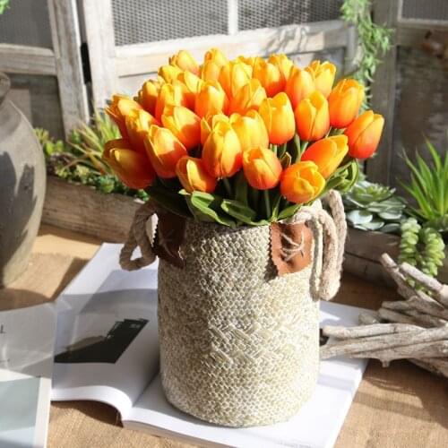 10Pcs/pack Simulation Tulip Real Touch PU Latex Artificial Flowers Decoration Home Table Wedding Flowers Garden Decoration Tulip