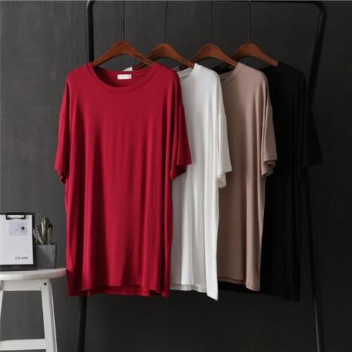 Modal Loose Women T-shirts 2021 Summer New O-neck Solid Short-sleeved Loose Casual Female Pulls Outwear Tops Tees