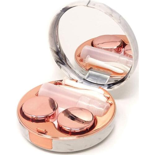Marble Pocket Contact Lens Cases with Mirror Fashion Box Convenient Contact Lens Case Container For Outdoor CA2349