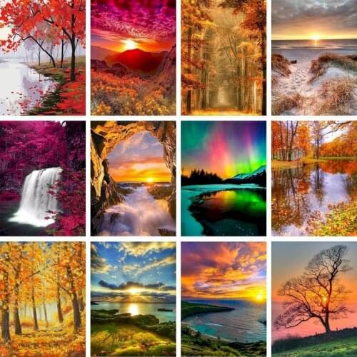 Gatyztory 60×75cm Scenery DIY Painting By Numbers Mountains Lakes Canvas Drawing Handpainted Kits Acrylic Paints Gift Home Decor