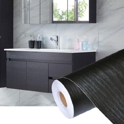 Wood Black Wall Stickers PVC Self Adhesive Waterproof Wallpaper Roll Furniture Door Desktop Cabinets Wardrobe Vinyl Wall Papers