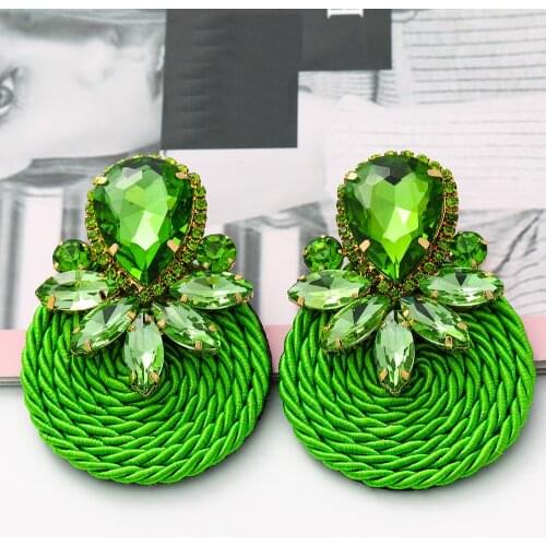 New Colorful Crystal Handmade Round Statement Earrings Dropshipping Fashion Rhinestone Ear Rings Jewelry For Women Wholesale