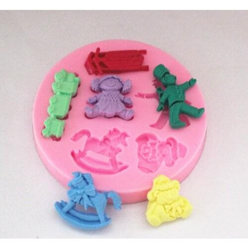 New Train girl carrousel silicone fondant cake molds soap chocolate mould for the kitchen baking Sugarcraft FM231