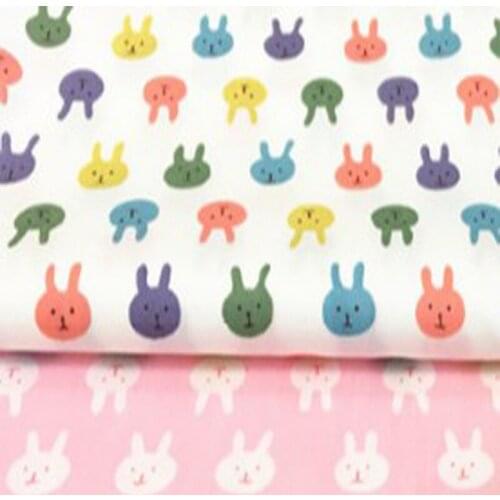 So Cute White Colorful Rabbit & Pink Rabbit Printed Cotton Fabric Quilting Baby Bedding Tilda Cloth Patchwork fabric