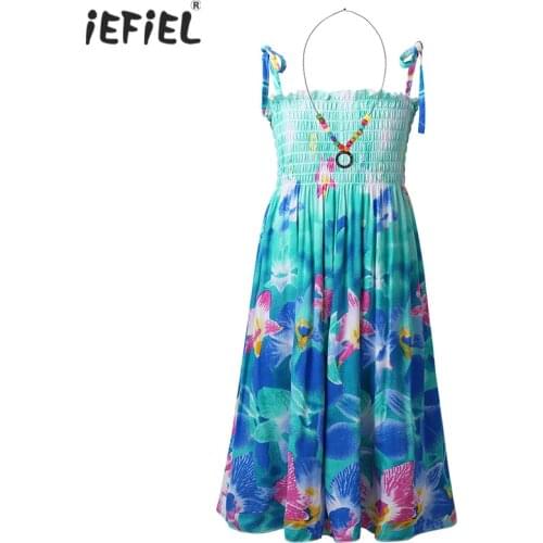 Kids Girls Princess Dress Bohemian Style Floral Printed Spaghetti Shoulder Straps Sundress Holiday Beach Dress Child Photographs