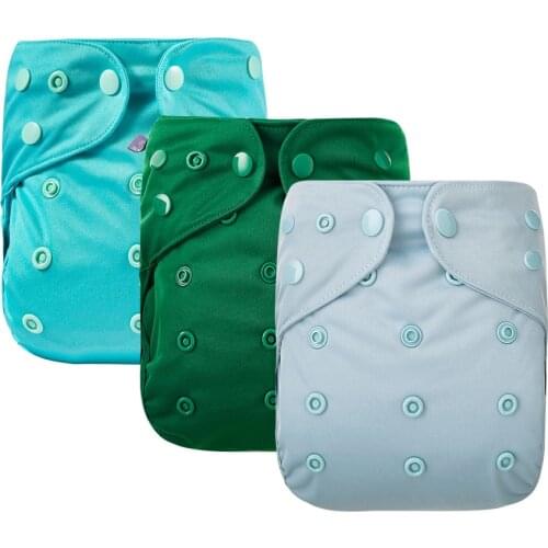Elinfant 3 Pcs /Set Solid Color Cloth Diaper Cover Waterproof Baby Washable Diapers Reusable Cloth Nappies Fit 3 - 15 Kg Baby