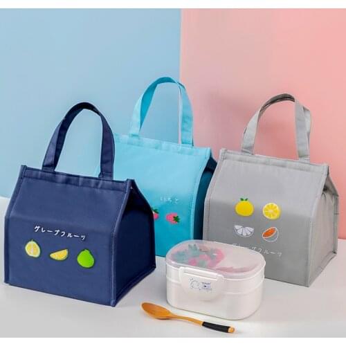 Portable Lunch Bag for Women Funny Fruit Bento Cooler Bags Thermal Breakfast Canvas Insulated Box Picnic Travel Box for Kids