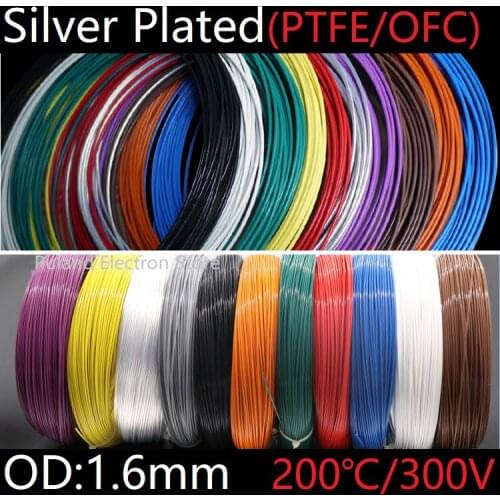 PTFE Silver Plated Wire OD 1.6mm Insulated High Temperature Soft Electron Cable OFC Copper DIY Headphone Singal Line Colorful
